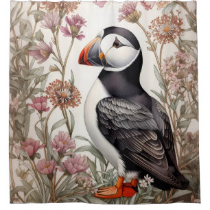 Elegante papegaaiduiker William Morris Geïnspireer Douchegordijn
