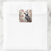Elegante papegaaiduiker William Morris Geïnspireer Vierkante Sticker (Tas)