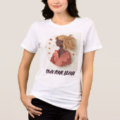 Elegante Paper-Cut Vrouw Met Stromend Haar Tri-Blend Shirt (Voorkant)