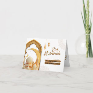 Elegante Papercut Moskee en Gouden Halve Maan Bedankkaart