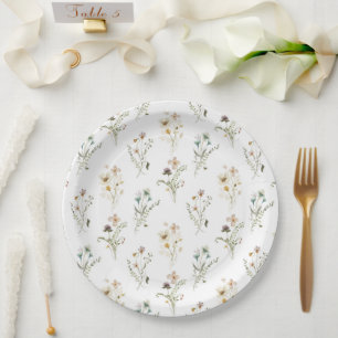 Elegante Papieren Bord met Wilde Bloemen