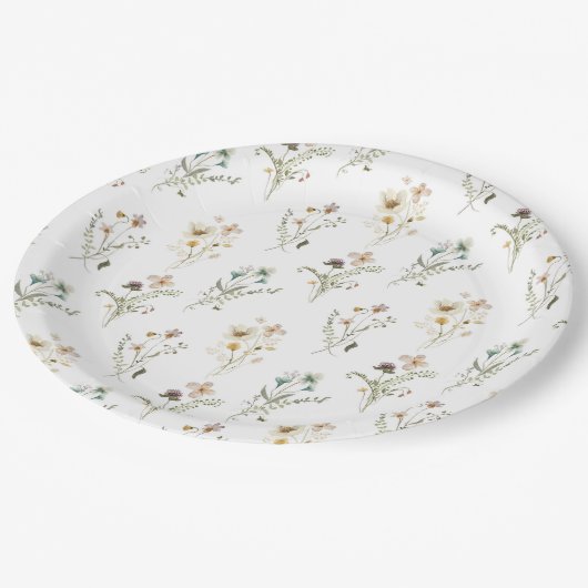 Elegante papieren bord met wilde bloemen (Gekanteld)
