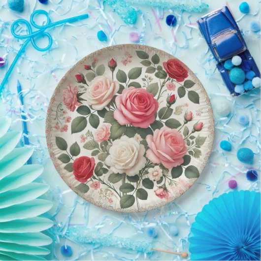 Elegante papieren Borden met een Roos thema Papieren Bordje (Feest)