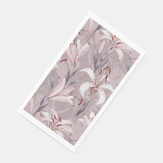 Elegante papieren gastendoek met lelie  servet (Hoek)