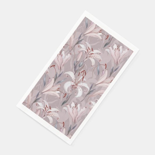 Elegante papieren gastendoek met lelieprint servet (Hoek)