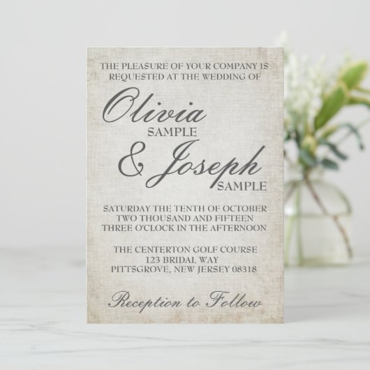 Elegante  papieren huwelijksuitnodiging kaart (Staand voorkant)