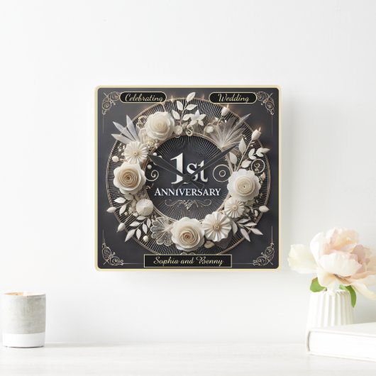 Elegante papieren kunst voor Jubilea Vierkante Klok (Huis)