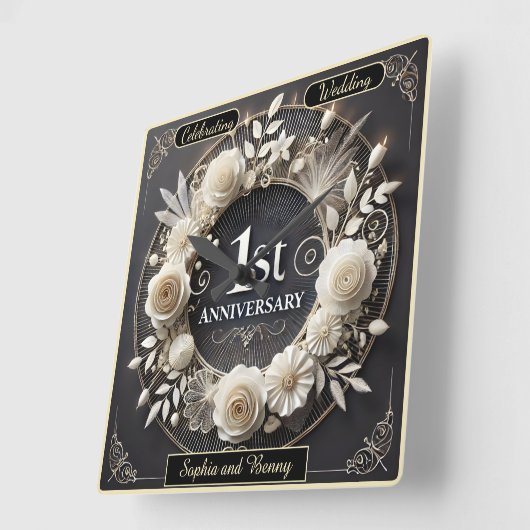 Elegante papieren kunst voor Jubilea Vierkante Klok (Hoek)