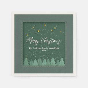 Elegante Papieren Winter Bos Kerstbomen Servet