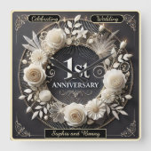 Elegante papierkunst voor jubilea vierkante klok (Voorkant)