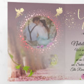 elegante para bodas con purpurina y angel drieluik uitnodiging (Binnenzijde eerst)