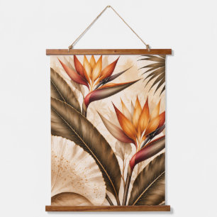Elegante Paradijsvogel & Ginkgo Botanische Kunst Hangend Wandkleed