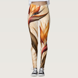 Elegante Paradijsvogel & Ginkgo Botanische Kunst Leggings