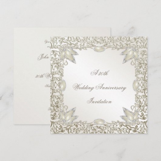 Elegante Parel 30e Huwelijksjubileum Kaart (Voorkant / Achterkant)
