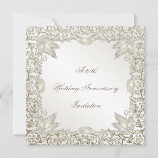 Elegante Parel 30e Huwelijksjubileum Kaart (Voorkant)