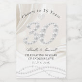 Elegante Parel 30e Jubileum Mini Wijn Etiket (Enkel label)