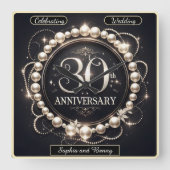 Elegante Parel 30ste Verjaardag Vierkante Klok (Voorkant)