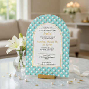 Elegante Parel Bat Mitzvah Uitnodiging