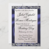 Elegante parel, blauw lint & sprankeling kaart (Achterkant)