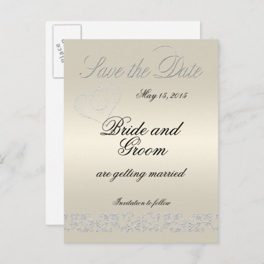 Elegante parel bloeien Save the date Aankondigingskaart (Voorkant / Achterkant)
