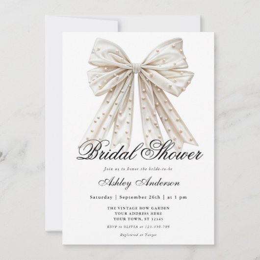 Elegante Parel Boog Bruidsdouche Kaart (Voorkant)