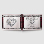 Elegante parel, Bourgogne lint & Sparkle Gastenboek (Volledig)