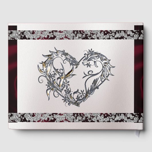 Elegante parel, Bourgogne lint & Sparkle Gastenboek (Achterkant)