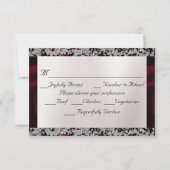 Elegante parel, Bourgogne lint & Sparkle RSVP Kaartje (Achterkant)