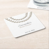 Elegante Parel Bruidscadeauset Kartonnen Onderzetters (Schuin)