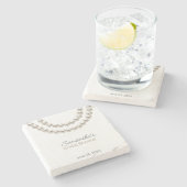 Elegante Parel Bruidsmeisje Borrel Stenen Onderzetter (Zijkant)