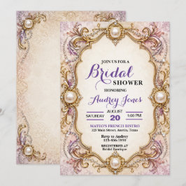 Elegante parel- en diamanten bruidsuitnodiging kaart
