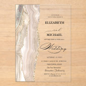 Elegante Parel Glitter Script Bruiloft Acryl Uitnodigingen (Voorkant)