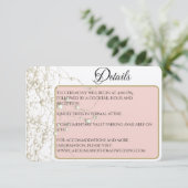 Elegante Parel Gouden Scriptie Bruiloft Romantisch Informatiekaartje (Staand voorkant)