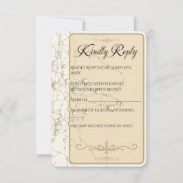 Elegante Parel Gouden Scriptie Bruiloft Romantisch RSVP Kaartje