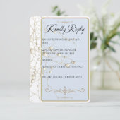 Elegante Parel Gouden Scriptie Bruiloft Romantisch RSVP Kaartje (Staand voorkant)