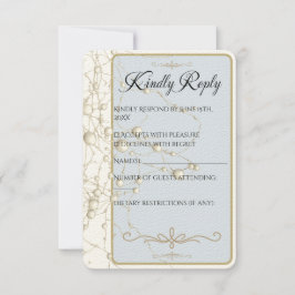 Elegante Parel Gouden Scriptie Bruiloft Romantisch RSVP Kaartje