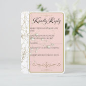 Elegante Parel Gouden Scriptie Bruiloft Romantisch RSVP Kaartje (Staand voorkant)