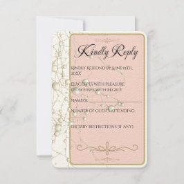 Elegante Parel Gouden Scriptie Bruiloft Romantisch RSVP Kaartje