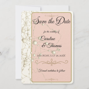 Elegante Parel Gouden Scriptie Bruiloft Romantisch Save The Date