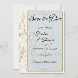 Elegante Parel Gouden Scriptie Bruiloft Romantisch Save The Date