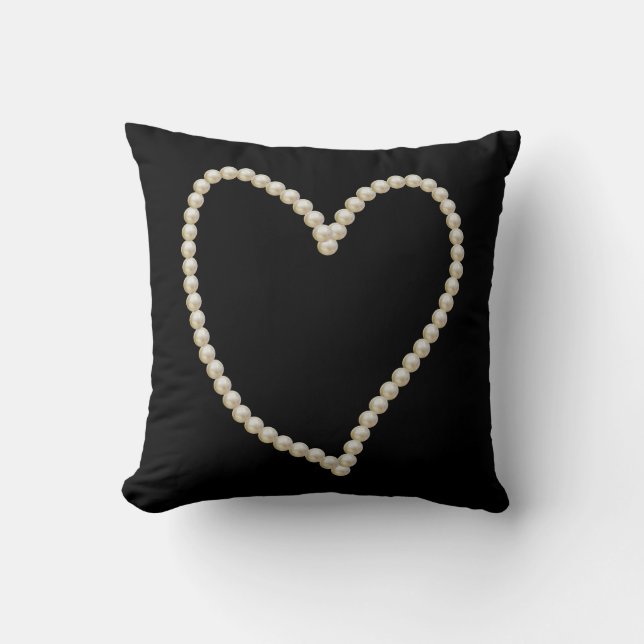 Elegante Parel Hart Kussen (Voorkant)