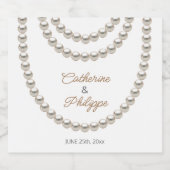 Elegante parel kettingen Bruiloft Sparkling Wijnetiket (Enkel label)