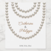 Elegante parel kettingen Bruiloft Wijn Etiket (Enkel label)