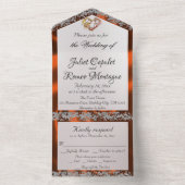 Elegante parel, koperlint en glitterranden all in one uitnodiging (Binnen)