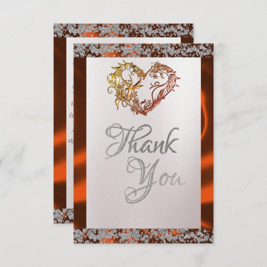 Elegante parel, koperlint & sprankeling bedankkaart (Voorkant / Achterkant)