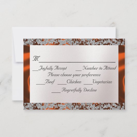 Elegante parel, koperlint & sprankeling RSVP kaartje (Achterkant)