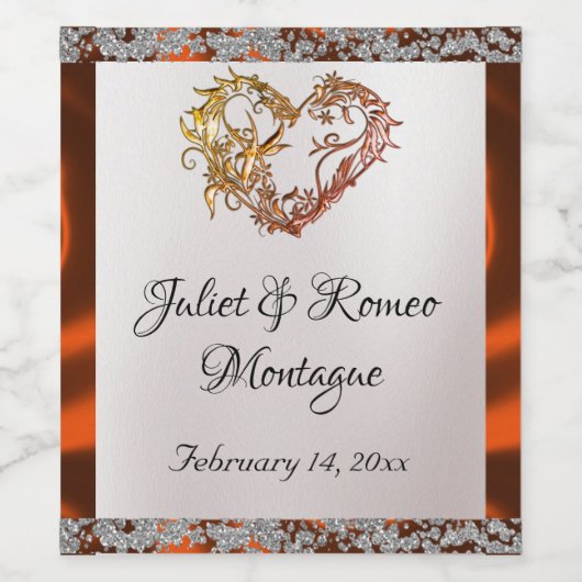 Elegante parel, koperlint & sprankeling wijn etiket (Enkel label)