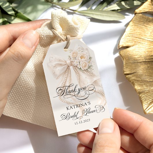 Elegante parel lint bruiloft feest cadeau etikette cadeaulabel