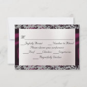 Elegante Parel, Paarse Lint & Glans RSVP Kaartje (Achterkant)