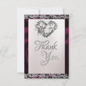 Elegante parel, Paarse lint & sprankeling Bedankkaart (Voorkant)